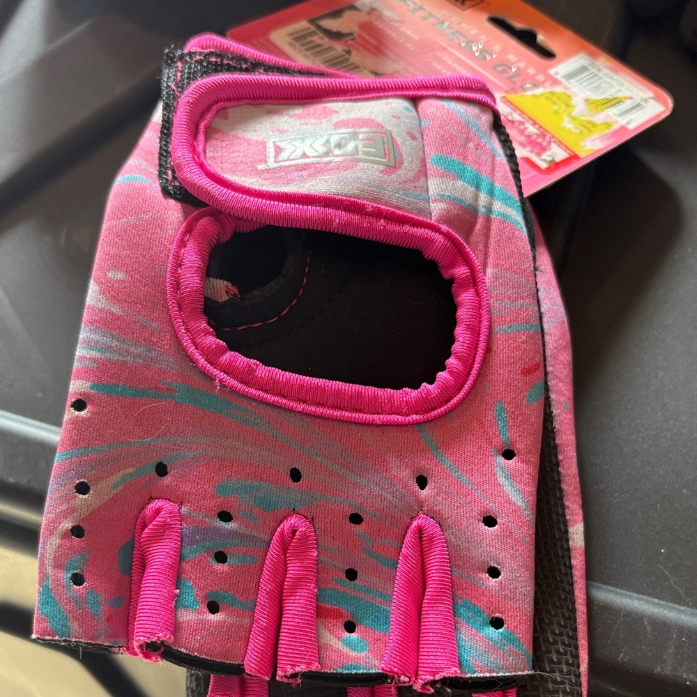 EDX women’s marble fitness glove size M New Velcro closure blue/ pink